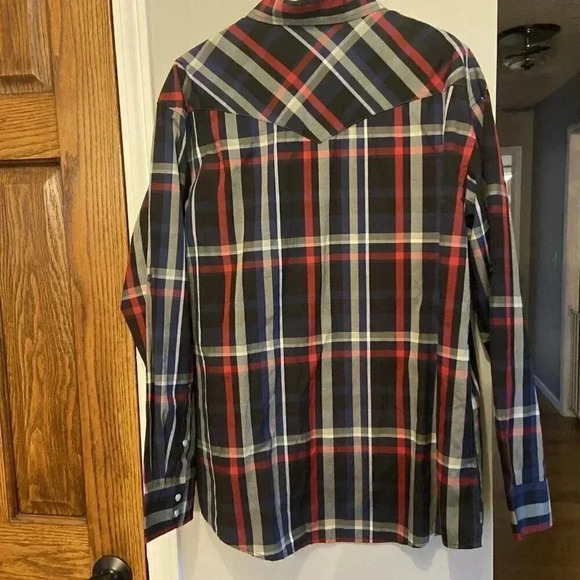 Coevals Club Plaid Long Sleeve Pearl Snap Western Style Shirt Men's Size XL - Picture 5 of 8